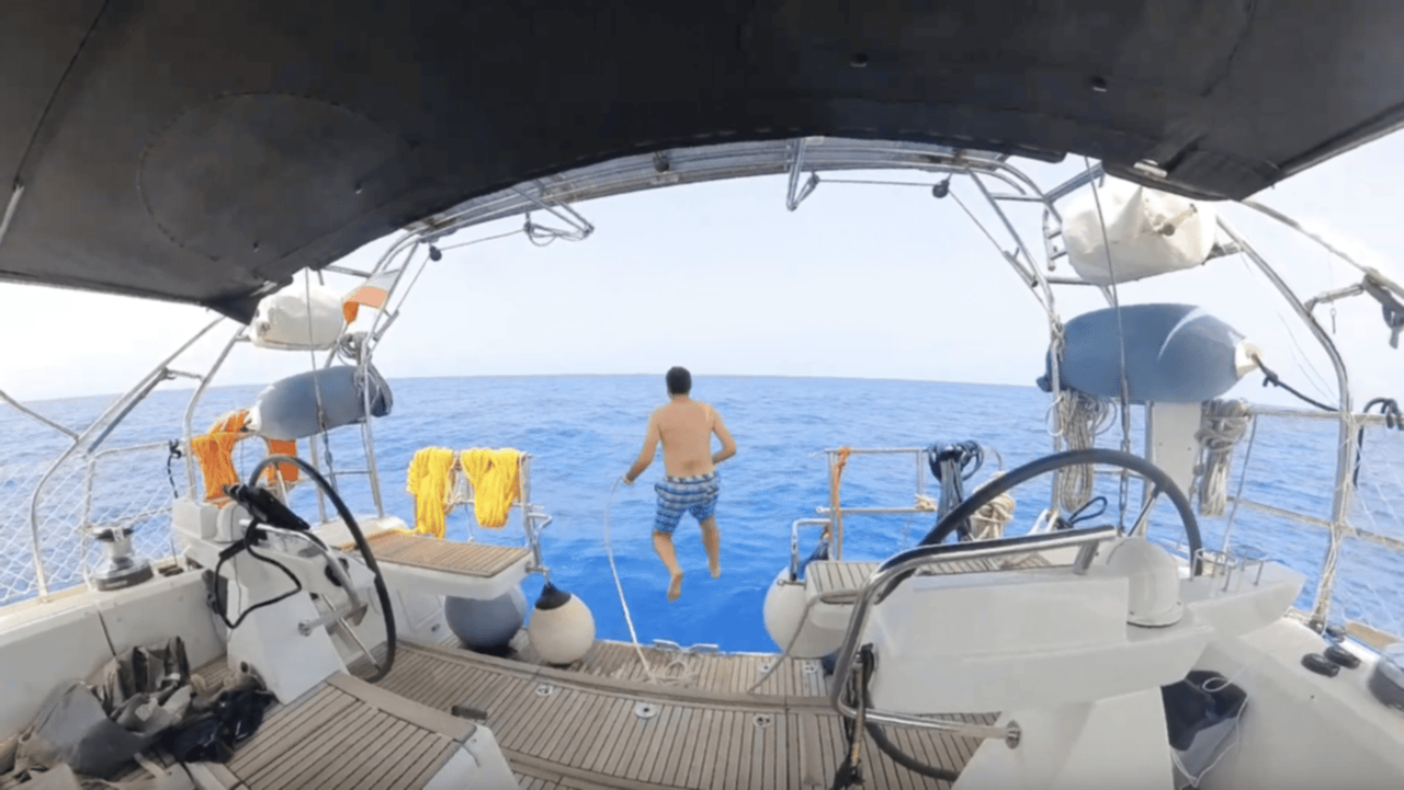 Me jumping to the kilometer-deep sea with no land in sight
